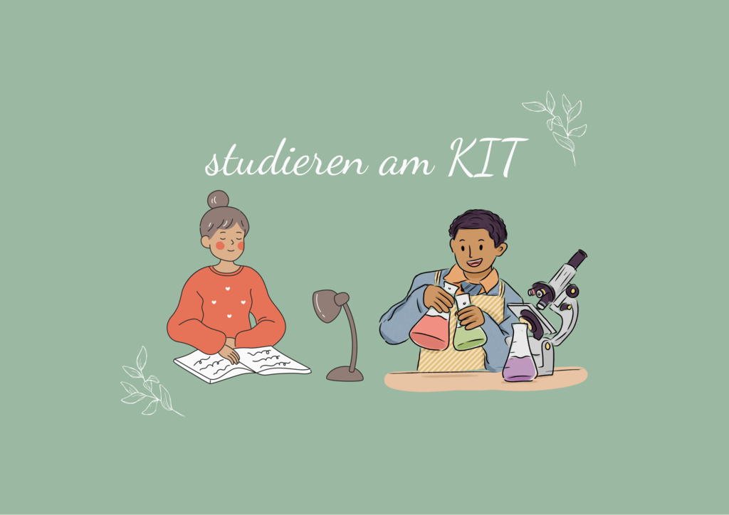 Eine Gruppe von Studierenden unter dem Motto "Studieren am KIT"